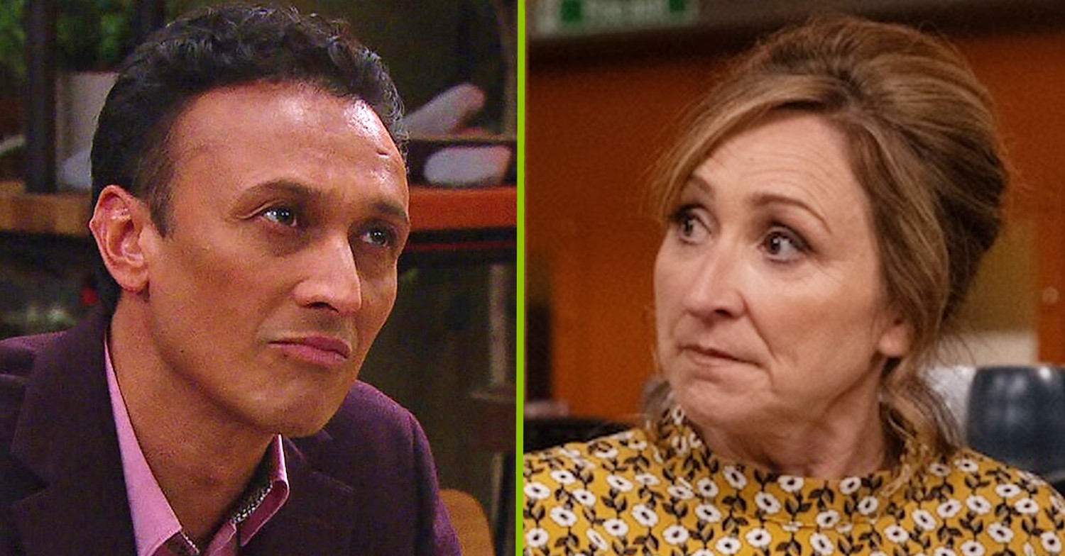 Jai and Laurel both look stern in split image for Emmerdale spoilers (Credit: ITV/Comp Emmerdale Insider)