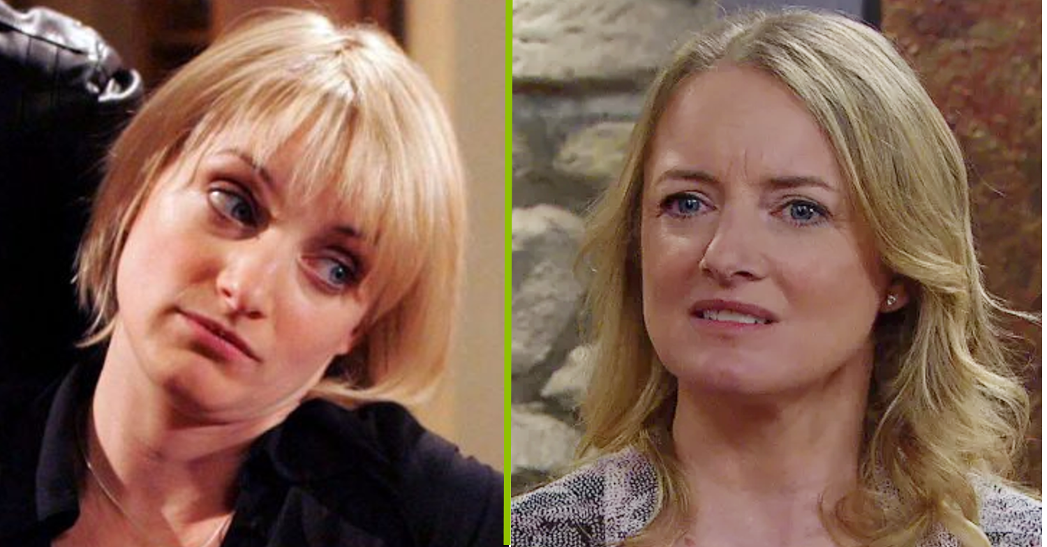 Composite image of Nicola on Emmerdale; from a scene in 2006, and in 2024 (Credit: ITV/Shutterstock/Composite: EI)