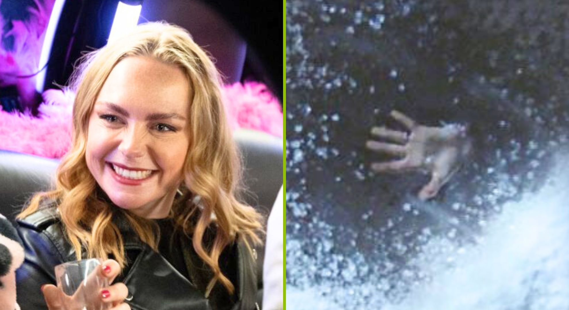 Amy and the hand in Emmerdale